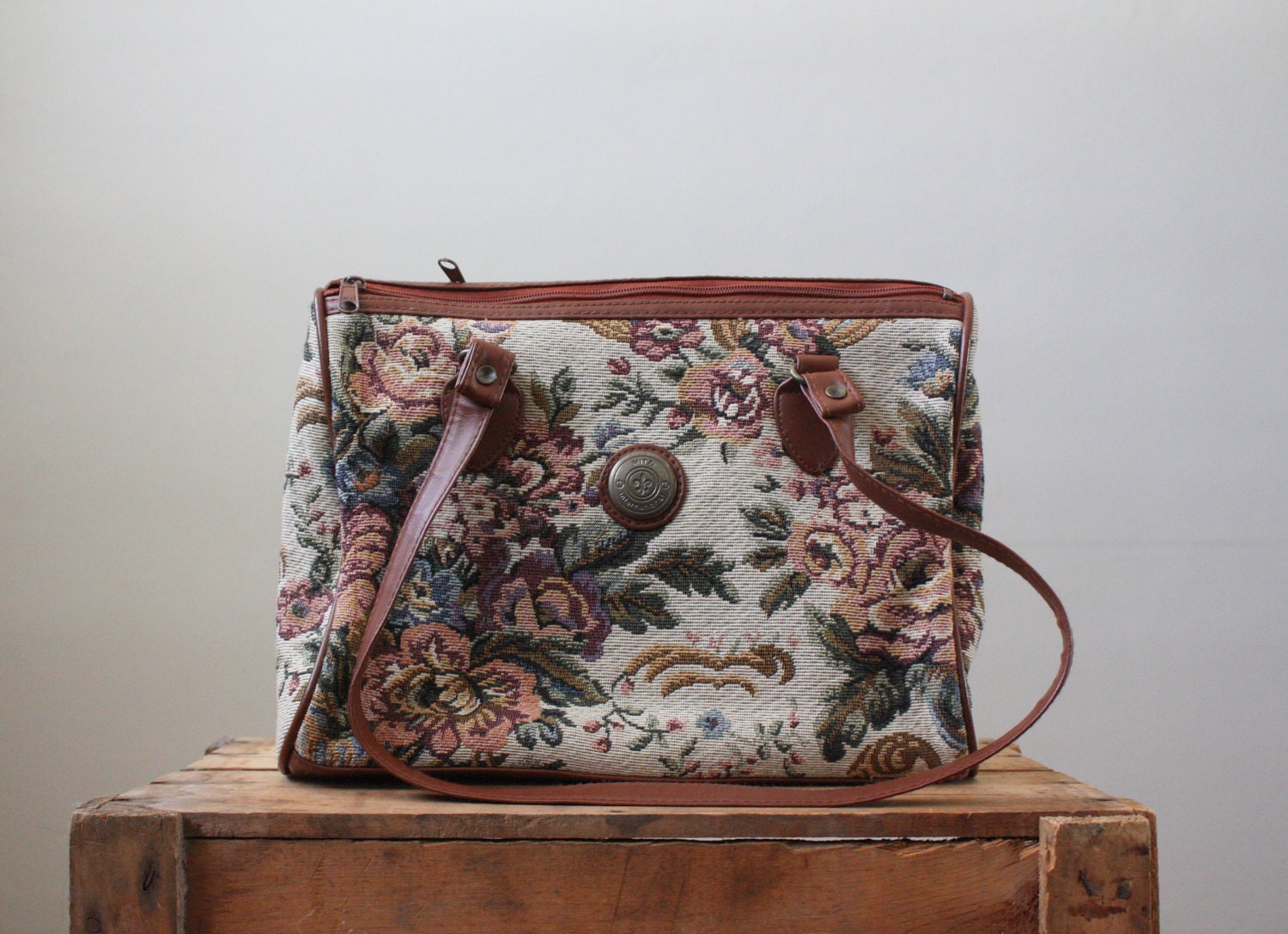 vintage floral tapestry bag