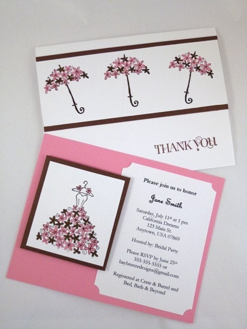 Bridal Shower Invitation with matching Thank You Card Set