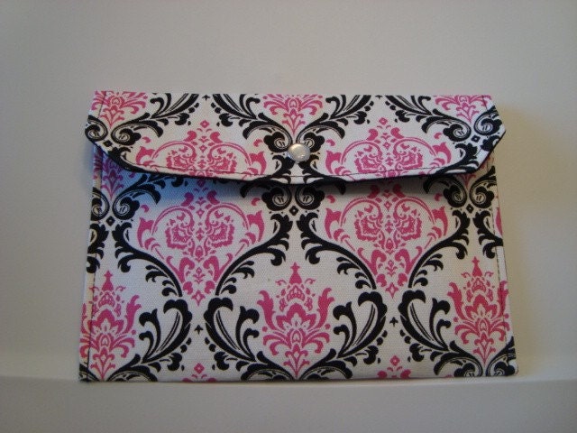 Coupon / Receipt / Cash Budget Organizer Clutch - Pink and Black Damask