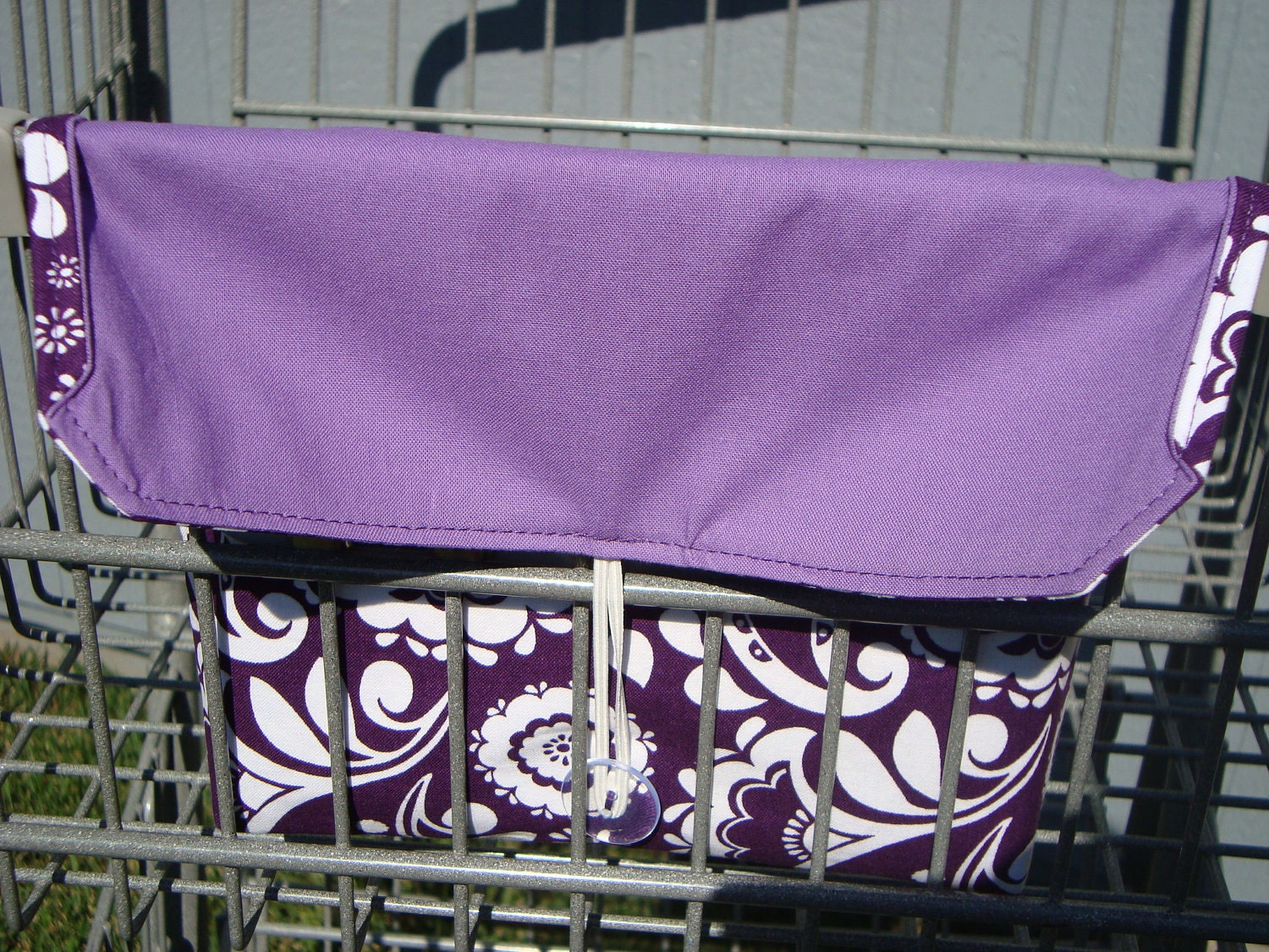 Fabric Coupon Organizer /Budget Organizer Holder - Attaches to Your Shopping Cart - Purple and White Floral
