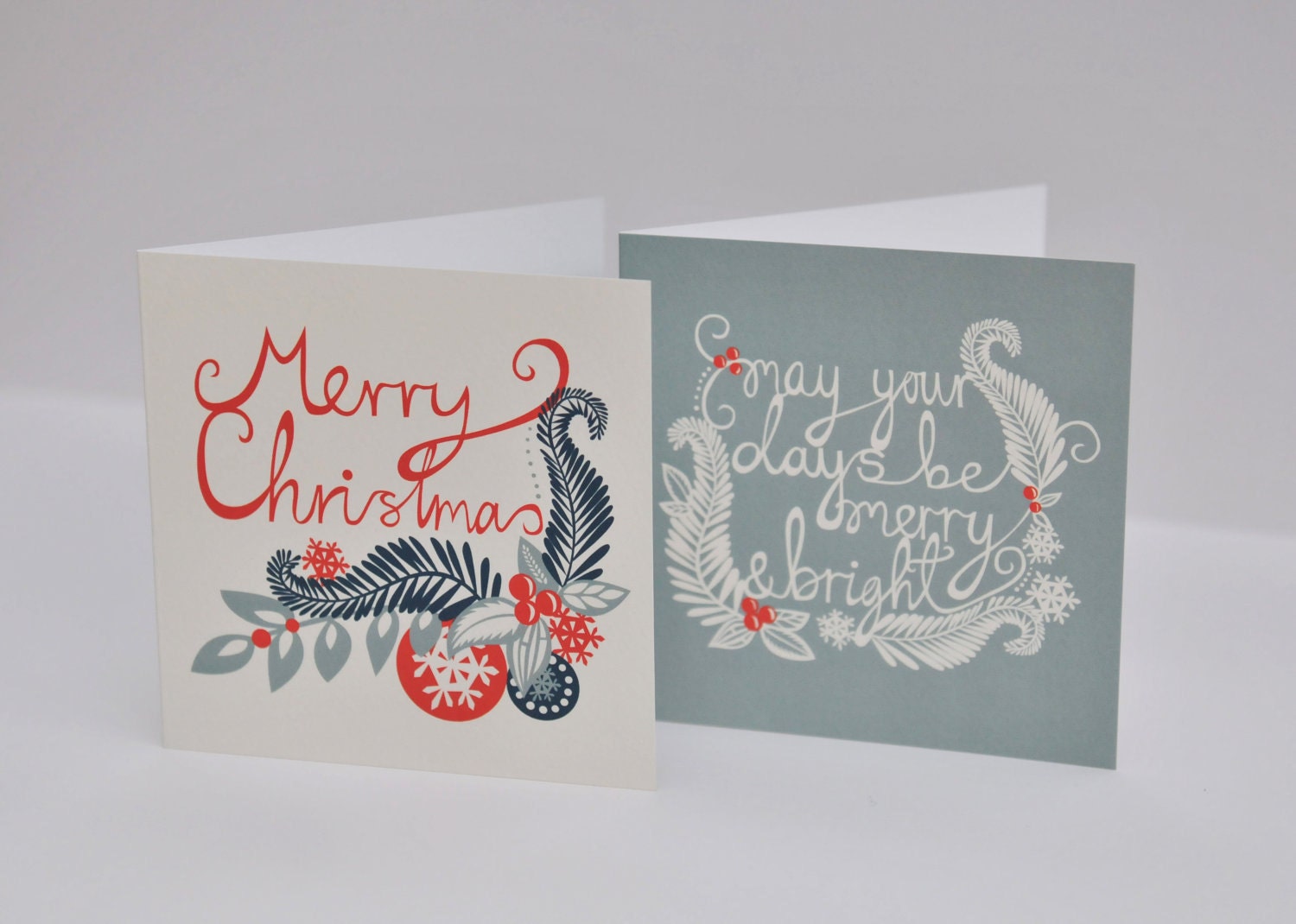 Set of Four Festive Christmas Cards