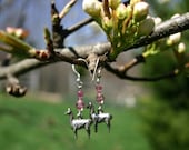 Sterling Silver Llama Earrings with Rose Swarovski Crystals