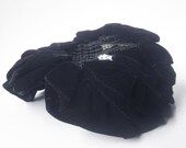 Vintage 1940s Cocktail // 40s Formal Hat // VELVET Black Midnight Ebony Dark BLONDE Bridal Prom