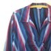 SALE Vintage 1970s Ikat Blouse Xl Xxl PLUS SIZE Boho Chic Blue Teal Striped V Neck Indie