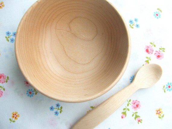 Wooden Baby Bowl and Spoon, in Maple - Wood Dishes