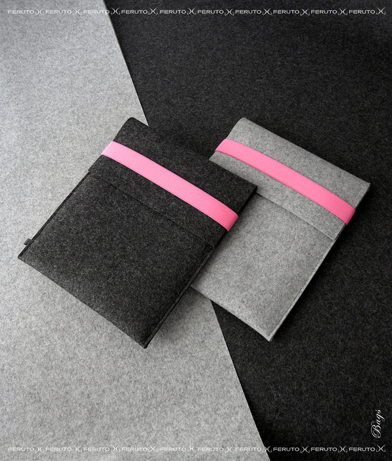 iPad 4 3 2 1 case iPad sleeve PINK WOLF german wool felt and leather