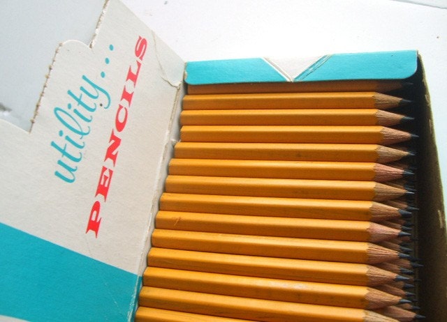 Cluster of Vintage Utility Pencils In Retro Box