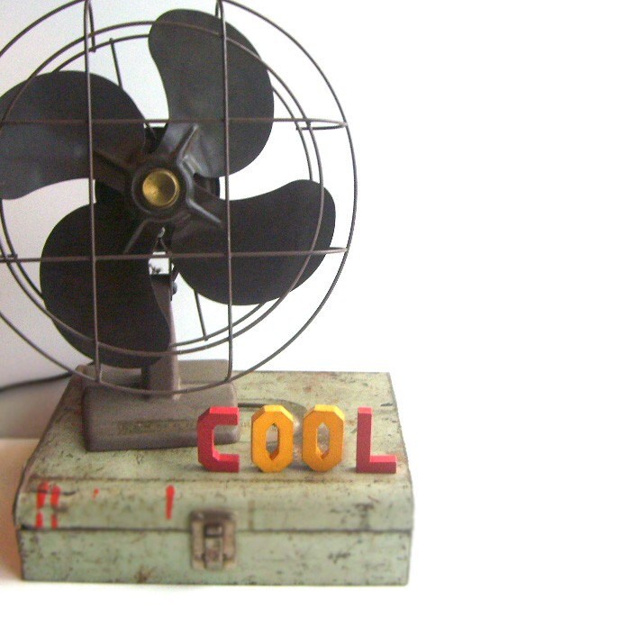 Vintage Electric Brown Metal Fan For Display