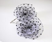 Grey and Black Polka Dot Blossom Hairpins - made to order