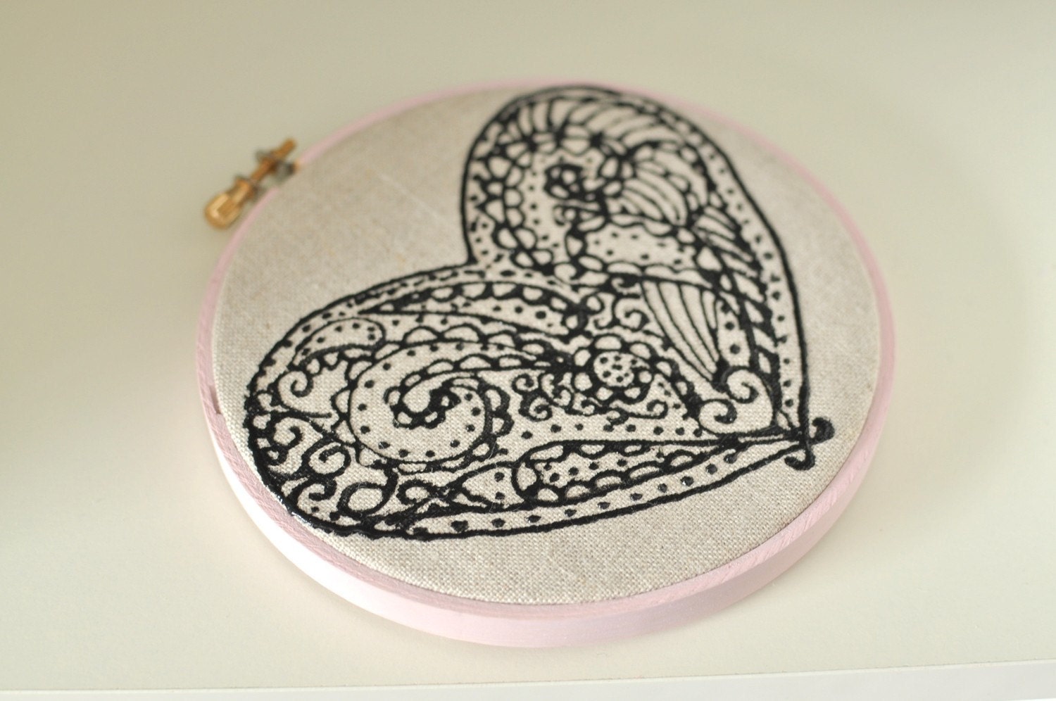 Paisley Pink Heart Embroidery Painting
