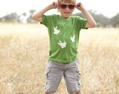 Origami Mobile Organic Kid T (white graphic on bright green tee) unisex 4T, 3T, 2T & 12-18 months