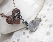 Heart Love pendant - Silver and copper one of a kind metal jewelry