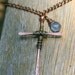Hammered Copper Cross Wire Wrapped with Silver Pendant and Gemstone Dangle
