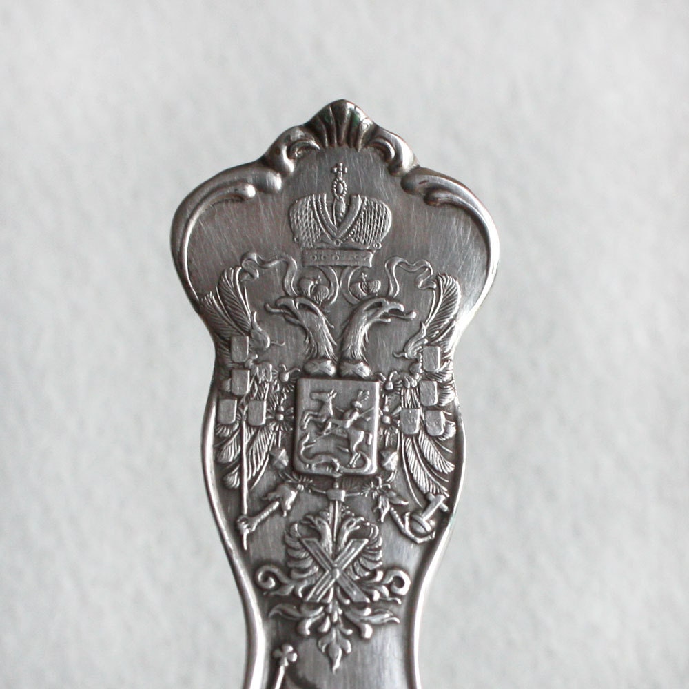 Spoon Keychain Spoon Key Ring Vintage Silver Plate Silverware Key Chain Russia Monogram