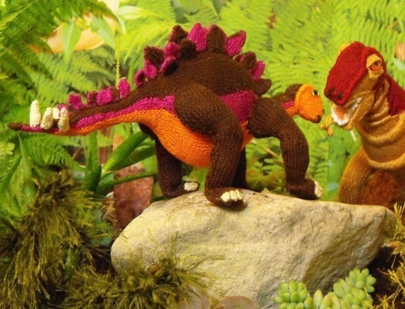 Digital file pdf download knitting pattern - Steve Stegosaurus dinosaur toy knitting pattern pdf
