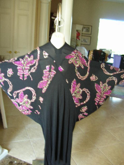 110802 18 Vintage deigner A Greco butterfly dress from France, a show stopper