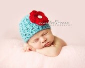 Crochet Pattern PDF - Pistachio Beanie with Layered Flower, Sizes Preemie to 2 Years
