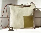 Eco friendly linen Cross body bag/Messenger bag / Laptop bag /tote bag/boho bag with leather strap Paris fashion