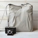 WATER PROOF Diaper bag Gray and Ecru French Ticking stripe bag purse  Pleated French Messenger - 10 Pockets  / Made to order