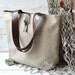 Eco friendly ROT PROOF French tote bag with Leather strap / Market tote with LINEN Fall Fashion / Made to order