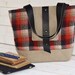 LAST 2 bags /Amy Vintage Wool Tote bag / French Shoulder Bag / Colorful gingham with leather strap / ready to ship