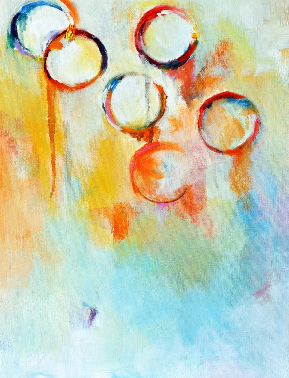 Bubbles 3 original abstract oil painting 12x16 by AbstractArtM