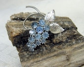Vintage Blue Rhinestone Brooch