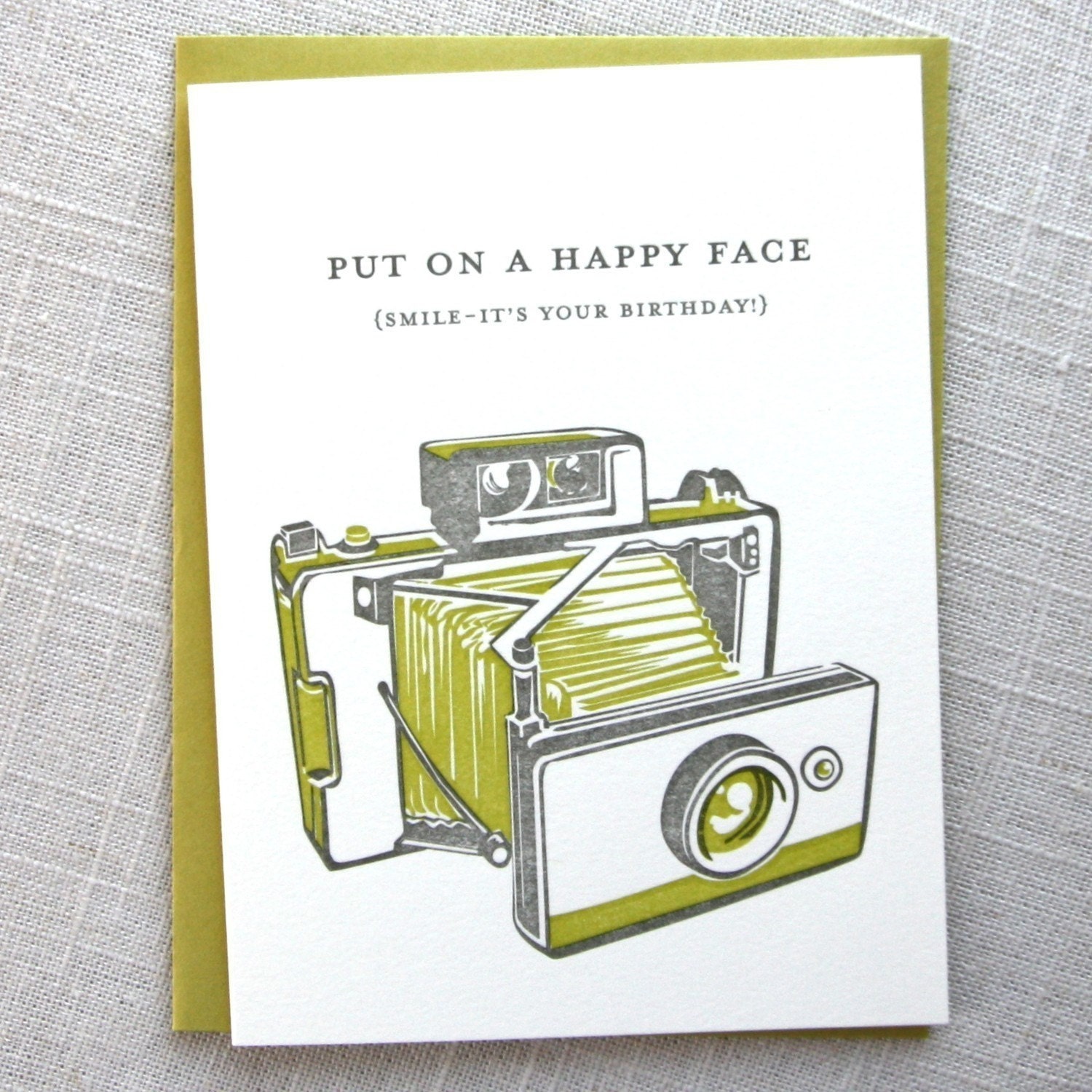 letterpress card  //  birthday  //  happy face
