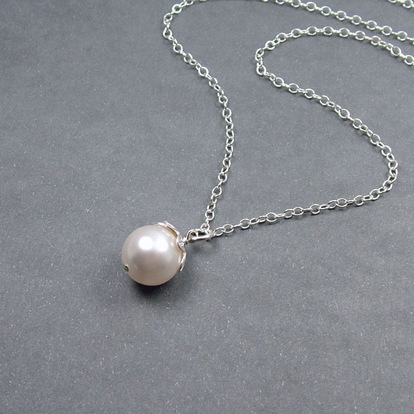Simple Pearl Necklace in Sterling Silver - perfect bridesmaid gift