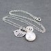 Personalized Bird Necklace, Freshwater Pearl, Custom Initial - 'Chloe' - Sterling Silver, Hand Stamped Disc,