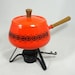 Vintage Fondue Pot . Chafing Dish . Fondue Set . Retro Kitchen . Orange Fondue