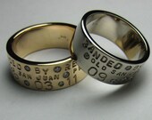 14K Gold Duck Band Wedding Rings Set - Double sided