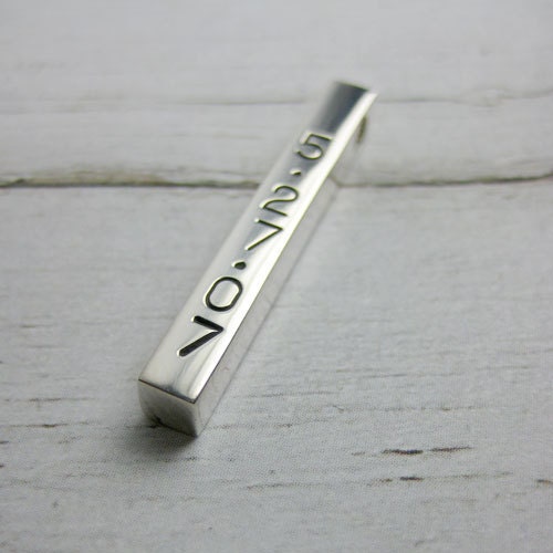 Personalized Silver Bar Pendant - 4mm