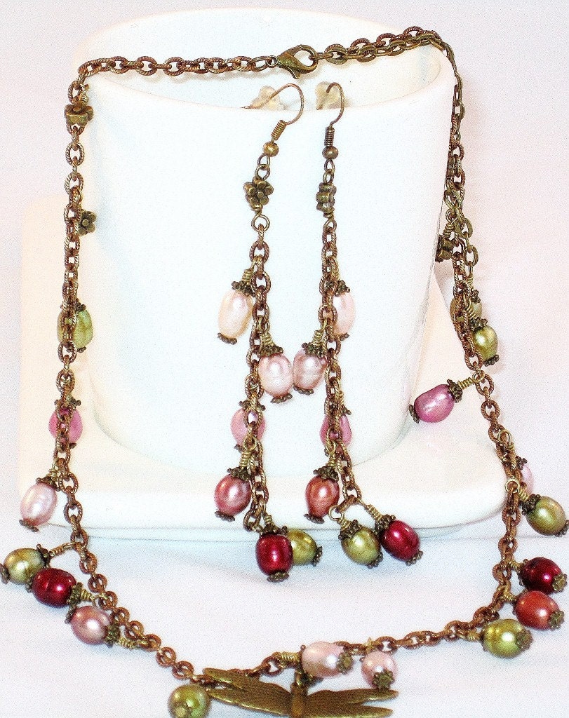 Dragonfly Necklace and Earring Set