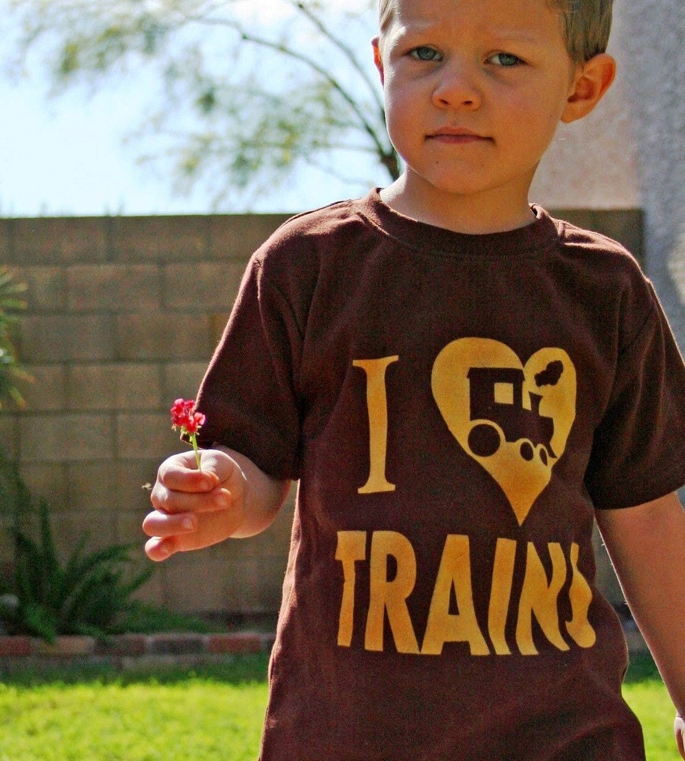 I Love Trains- (ink free) Kids and Toddler Boys Tshirt - High Quality- Train Shirt, steam engine, train party