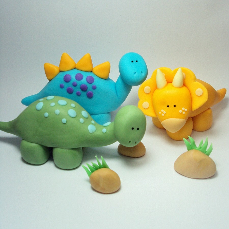 Dinosaur Trio Cake Topper Set for Dinosaur Birthday Parties and other events