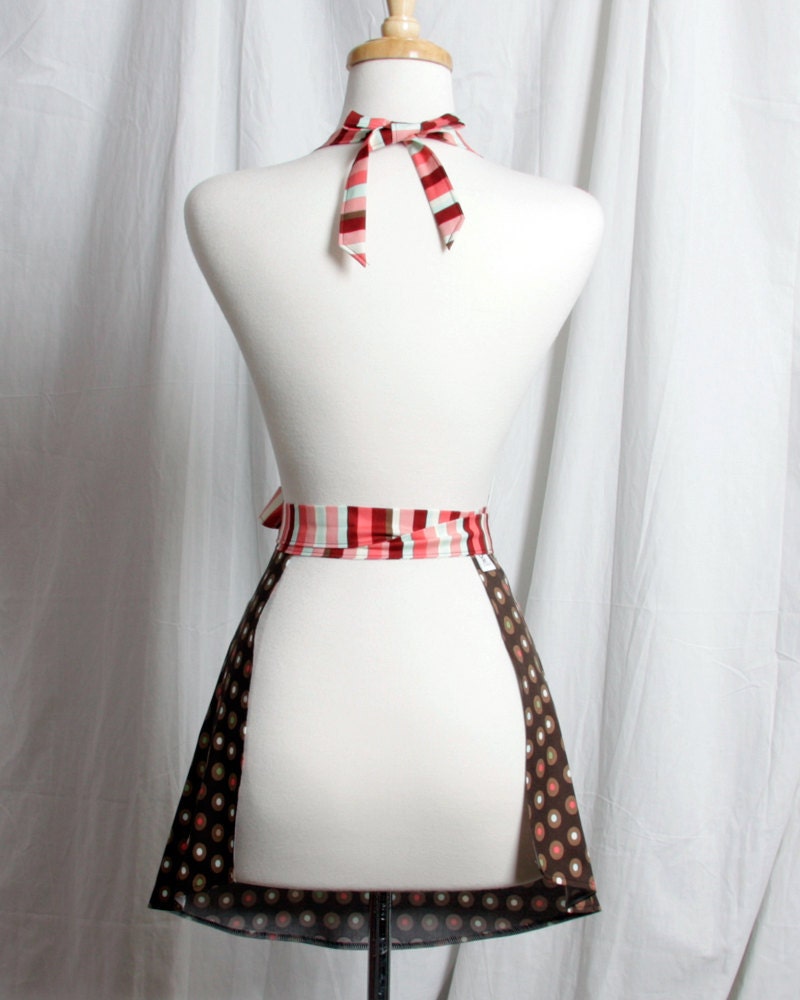 Full Apron retro polka dots and tossed aprons in browns reds and mints