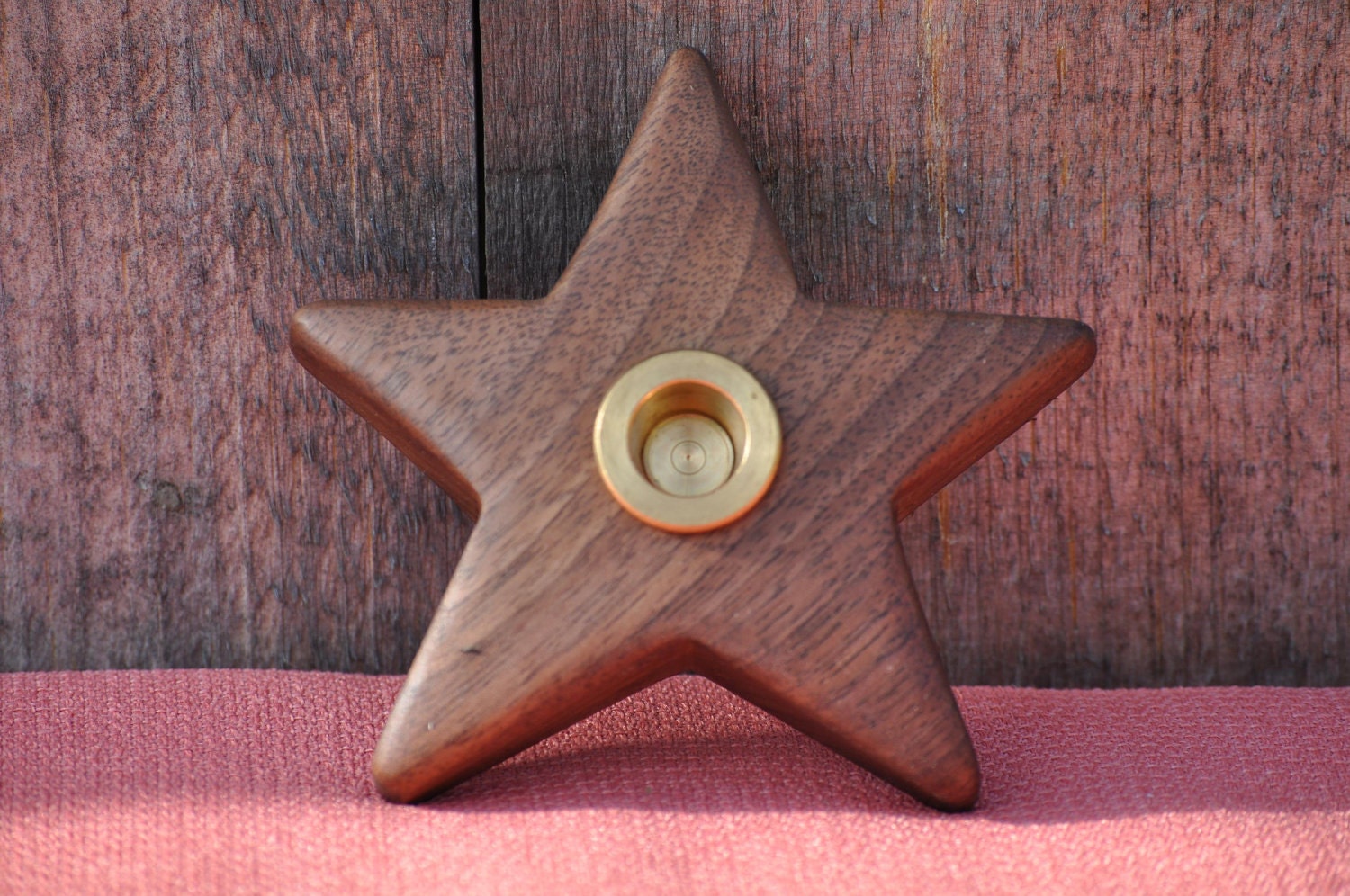 Wooden Star Candle Holder - Walnut