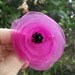 Medium fuchsia hot pink flower brooch, organza fabric flower pin with black beaded center, vibrant fuchsia poppy pin