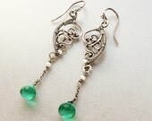 Sterling silver and green Quartz gemstone earrings
