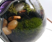 Purple and Silver Floral - Stained 60 watt Moss Terrarium