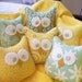 6 Darling Little Owl Ornaments .....In Greens and Yellows....Think Spring...Soooo Cute