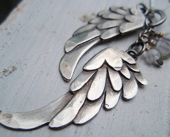silver wings pendant, petite: black bird singing in the dead of night