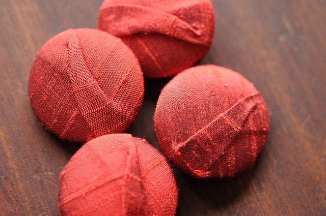 Twisted Red Silk Buttons