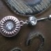 Belly Button Ring- Copper Sun Flower Aztec Medallion Sheild Double Clear Gem Navel Piercing