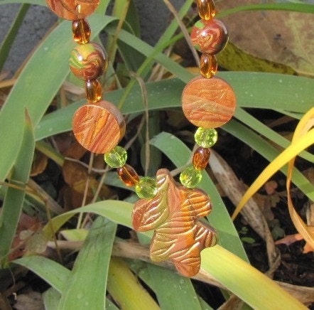 Gilded Foliage Necklace - handmade polymer clay fashion jewelry