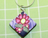 Purple and Red Flower  Necklace - polymer clay - Mother's Day Gift