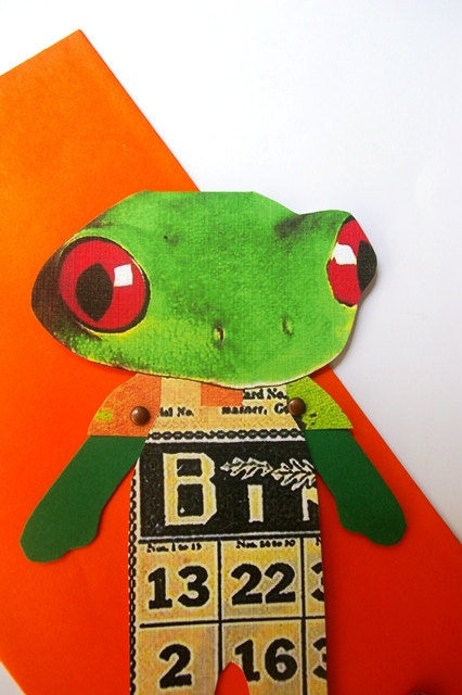 William the Frog paper doll greeting card
