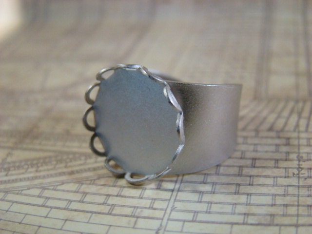 Matte Silver 15mm Bezel Cup Adjustable Rings - Perfect for Typewriter Keys, Cabochons, Buttons