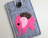 iPhone Case - Cell Phone Case - iPhone 4 Case - iPod Case - iPod Touch Case - Handmade iPhone Felt Case - " Pink Elephant " Design
